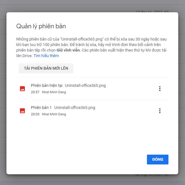 Khả năng quản lý đa phiên bản trên Google Drive