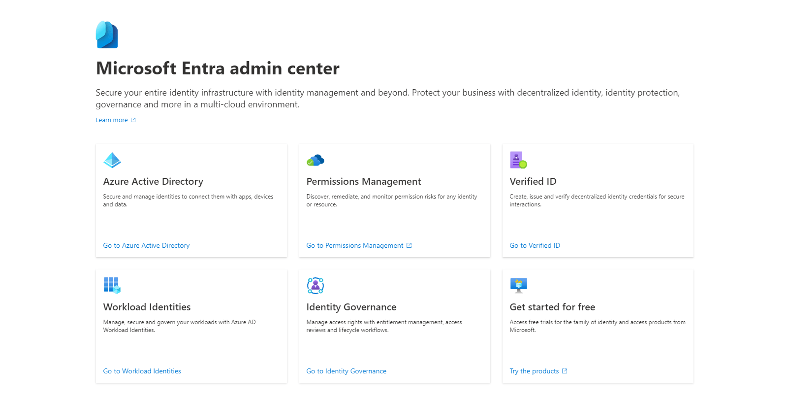 Các tính năng quản trị của Microsoft Entra admin center